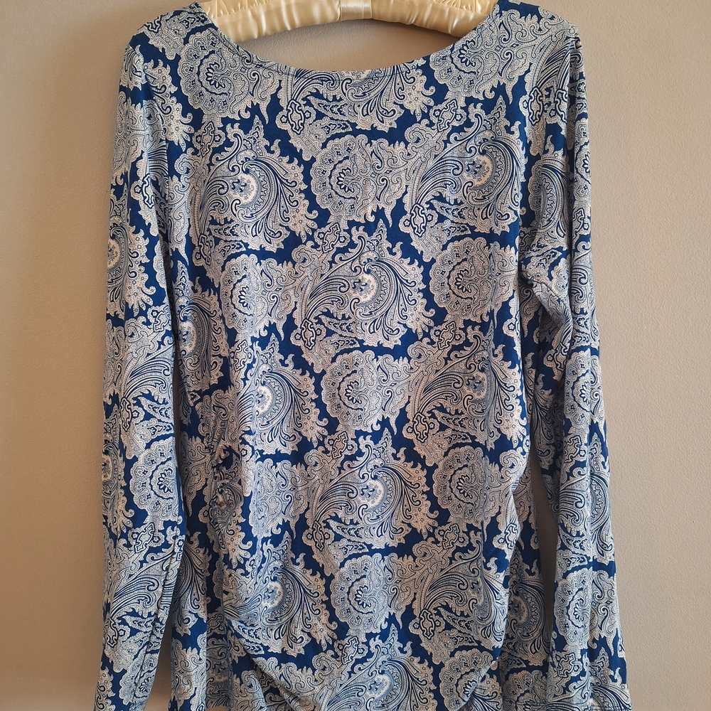 Talbots Blue and White Paisley Blouse